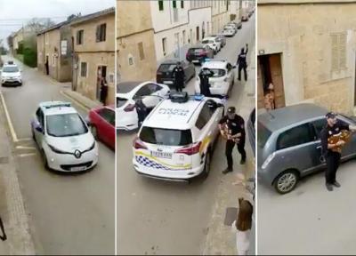 روحیه دادن جالب پلیس های اسپانیایی به مردم